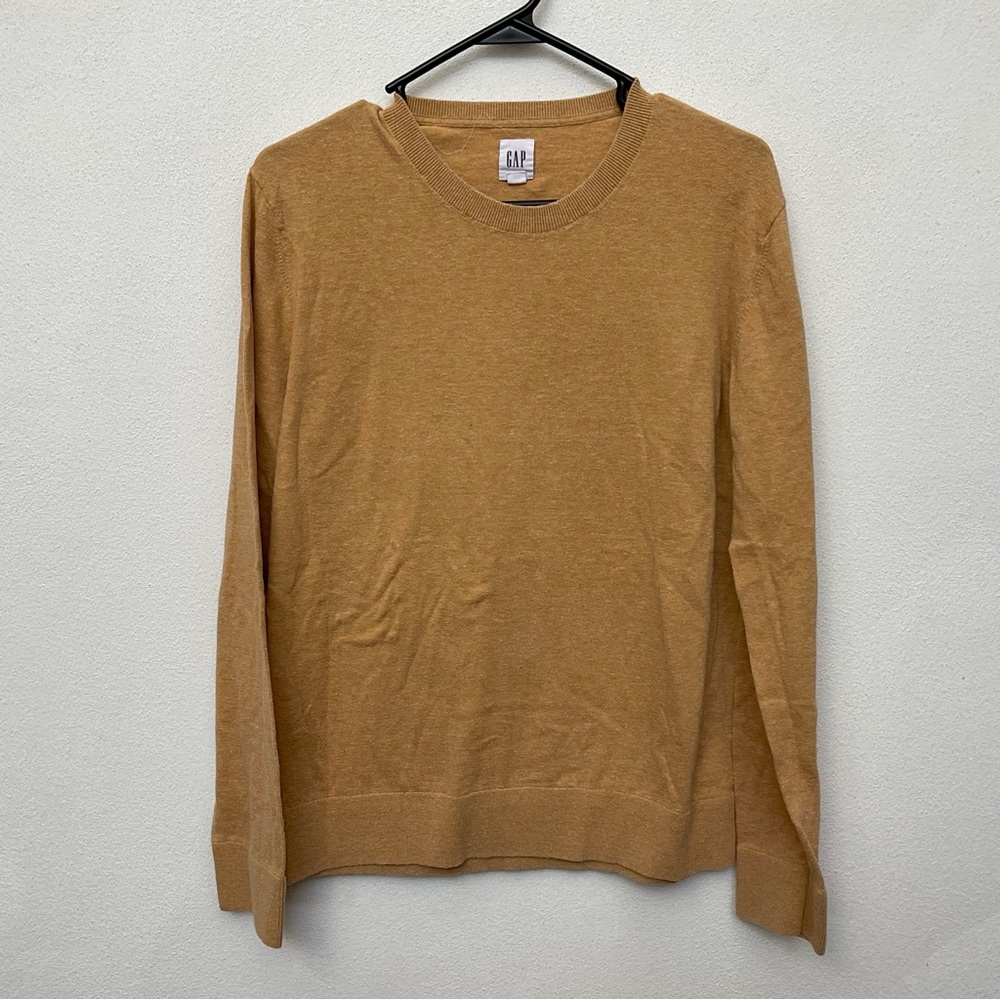 Men's Gap Cotton Blend Mustard Crewneck Sweater Size Medium Fall Layer Basic